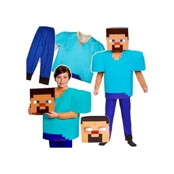 Karnevalový kostým KOSTÝM MINECRAFT PŘEVLEK PRO CHLAPCE STEVE SADA MASKA KOSTÝM NA PLES