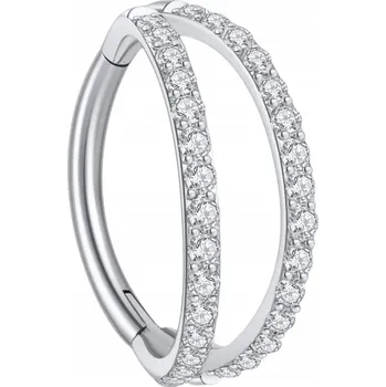 Piercing PIERCING Clicker kroužek s dvojitými zirkony do ucha Conch TITAN 1,2/10