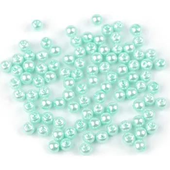 Dětské navlékací korálky Skleněné voskové perly Ø6 mm, velké, 12B mint