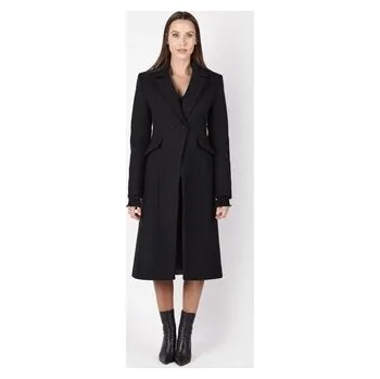 Dámský kabát MANDRAGORA Vlněný kabát genialny czarny Černá Over Fit XS_S