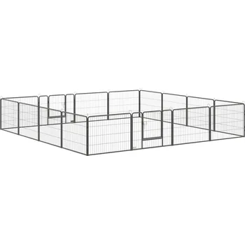 Bouda pro psa PawHut Puppy Run Outdoor Enclosure 16 segmentů 60 cm vysoká ohrádka pro domácí mazlíčky Puppy Pen Fence Playpen Playpen Dog Enclosure Outdoor Grid Puppies Customisable with 2 Door Steel Grey (Ocelově šedá)