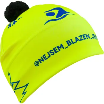 Čepice COLLM Čepice s bambulí NEJSEM BLÁZEN JSEM OTUŽILEC žlutá Velikost: L/XL obvod hlavy 55-60cm