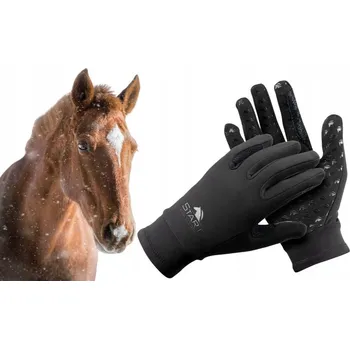 Jezdecké rukavice Jezdecké rukavice START Winter Breton zimní elastické černé M