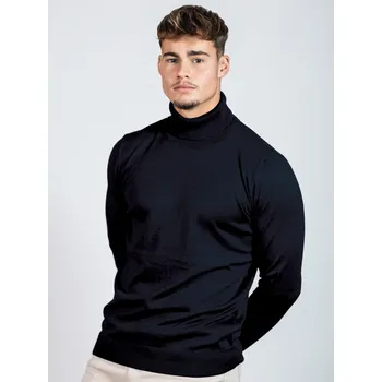 Pánský svetr Černý bavlněný pánský rolák, VELIKOST M