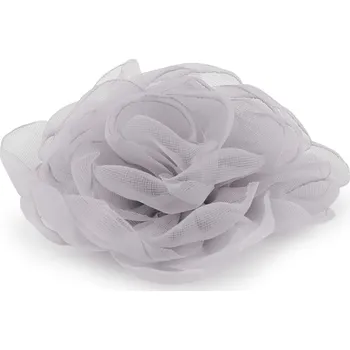 Organzový květ růže k našití a nalepení Ø8 cm, střední, 7 šedá světlá