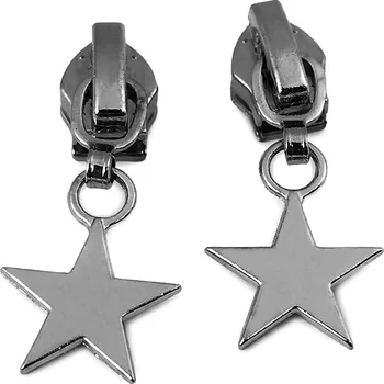 Zip Jezdec ke spirálovým zipům No 5 srdce, hvězda, květ, malé, 4 nikl černý hvězda