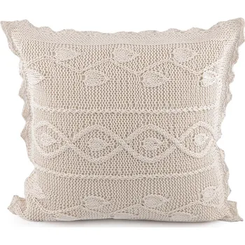 Povlak na polštářek Povlak na polštář pletený, bavlněný 45x45 cm, barva 3 režná světlá