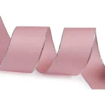 Stuha Stuha taftová s lurexem šíře 40 mm, střední, 607 pudrová stříbrná