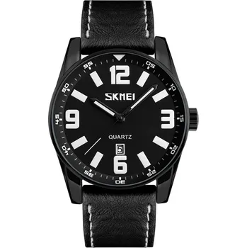 Hodinky Pánské hodinky SKMEI kožený řemínek, datumovka, černé