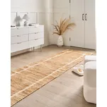 Koberec běhoun světle béžový jutový 80 x 300 cm se vzorem obdélníkový tkaný rustikální styl obývací pokoj ložnice Beliani