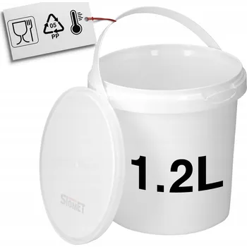 Dóza na potraviny Plastový kbelík 1 l, bílý, uzamykatelný, s víkem, objem 1.2 l