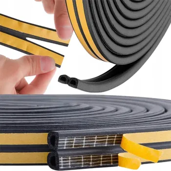 Těsnění do okna a dveří Těsnění do OKEN a DVEŘÍ D 9×7,5mm samolepicí páska ČERNÉ 10m NA OKNA