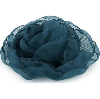 Organzový květ růže k našití a nalepení Ø8 cm, střední, 9 petrolejová