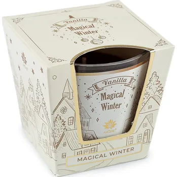 Svíčka Vonná svíčka ve skle 120 g, velké, 11 (Magical Winter) krémová světlá