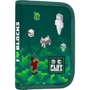 Penál Oxybag Penál 1 p. 2 chlopně, prázdný Playworld ve stylu Minecraft 8-19826