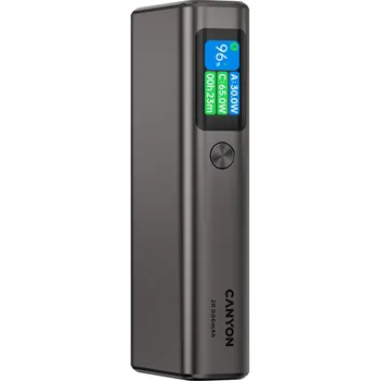 Powerbanka Canyon PB-230, 20000 mAh, PD 130W, TFT display, dark grey
