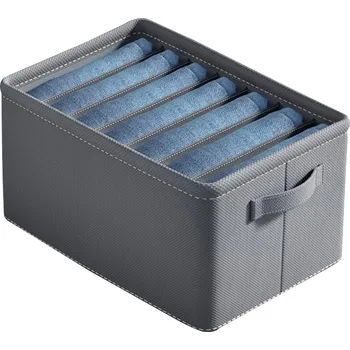 Organizér oblečení Pevný Organizér na Oděvy pro Šatní Skříň, Šedý, Bavlna + Vyztužené Polypropylenové Desky, 44x30x20 cm