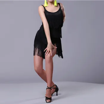 Dámské latino taneční šaty s třásněmi Luisa Černá M