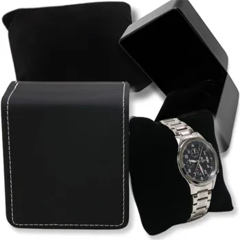 Šperkovnice Elegantní Pouzdro na Hodinky a Šperky z kvalitní umělé kůže, Matná Černá, 110x100x70 mm