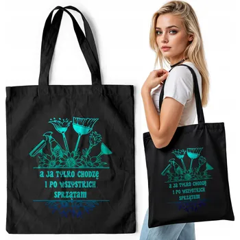 Černá bavlněná nákupní taška – JÁ JEN UKLÍZÍM LOGO ZAHRADA