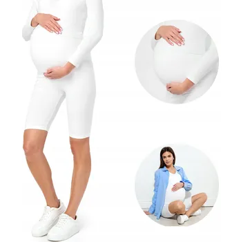 Dámské legíny Be Mammy těhotenské legíny krátké bavlna bílé velikost S