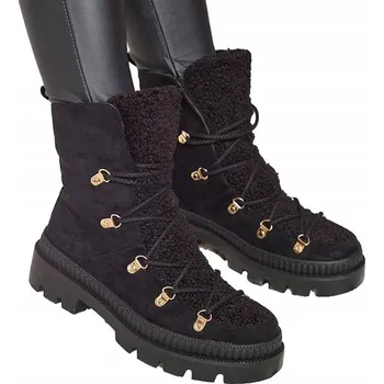 Dámská zimní obuv ČERNÉ DÁMSKÉ KOTNÍKOVÉ BOTY TRAPERY LERY WALK 38