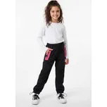 Dívčí zateplené šusťákové kalhoty černo růžové DK8502 Velikost: 140, Barva: Černá/ růžová