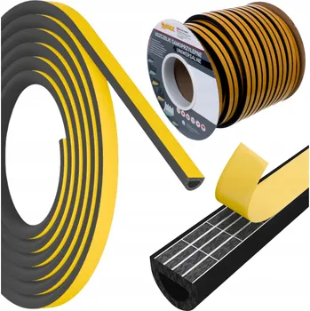 Těsnění do okna a dveří Těsnění do OKEN a DVEŘÍ profil D 21x15mm samolepicí páska ČERNÉ 10m pro OKNA