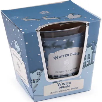Svíčka Vonná svíčka ve skle 120 g, střední, 24 (Winter Dream) modrá ledová