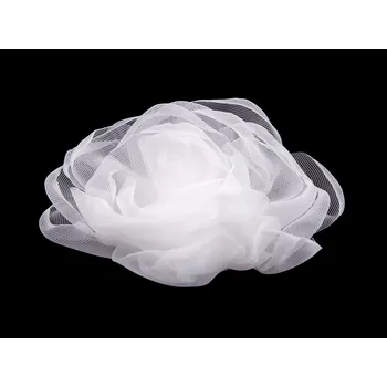 Organzový květ růže k našití a nalepení Ø8 cm, střední, 1 bílá