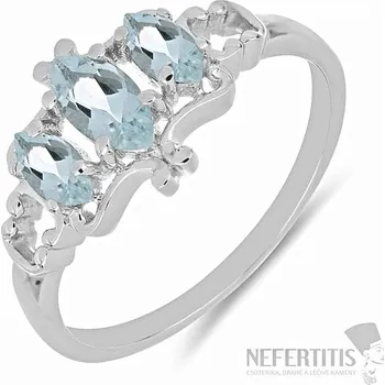 Prsten Prsten stříbrný s broušenými akvamaríny Ag 925 023319 AQ 62 mm (US 10), 2,5 g