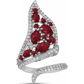 Prsten Prsten stříbrný s broušenými rubíny a zirkony Ag 925 025371 RB 62 mm (US 10) 4,6 g