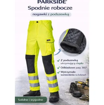 Pracovní obuv 14. Pracovní kalhoty s dlouhými nohavicemi Parkside s podšívkou, velikost 46