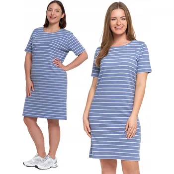 Dámské šaty ŠATY dámské tričkové s krátkým rukávem, délka nad kolena, proužkované MORAJ S