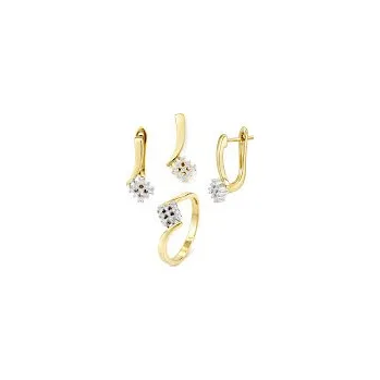 Souprava šperků Luxusní souprava zlatá Čtverec s brilianty