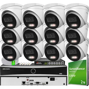 Bezpečnostní kamera Monitorovací sada 12 kamer IPC-T240HA-LUC 4MPx Hikvision Hybrid Light PoE