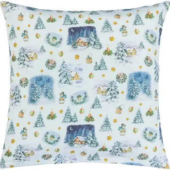 Povlak na polštářek Bellatex Povláček Vánoce Domeček, krajina zasněžená, rozměr 45x45 cm
