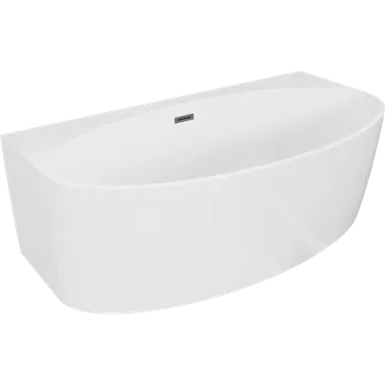 Mexen Bruna volně stojící vanová nástěnná 170 x 88 cm, bílý lesk, přepad gun metal - 52731708800-95 Volně stojící vany