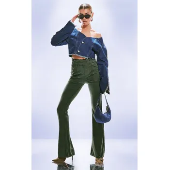 Dámské kalhoty PRETTYLITTLETHING KHAKI ZVONOVÉ KALHOTY (36)