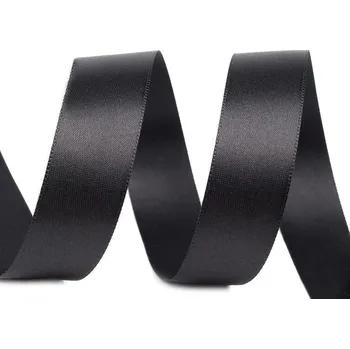 Stuha Atlasová stuha oboulící svazky po 5 m šíře 24 mm, malé, 900 černá