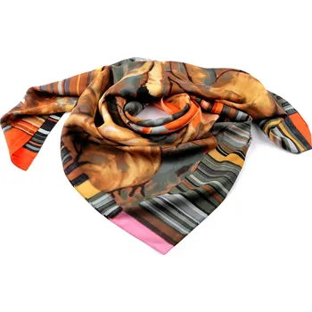 Šátek Saténový šátek 90x90 cm, střední, 4 zelená tmavá