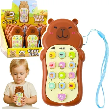 Dětský Vzdělávací Telefon Světla Zvuky Melodie Kapybara Hnědý