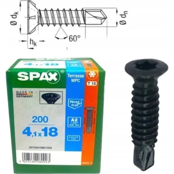 Vrták Šrouby do kompozitních terasových prken SPAX 4,1x18 pro hliníkové podkladní hranoly