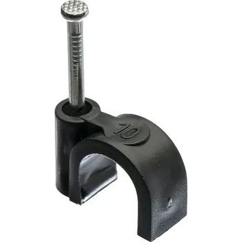 elektrický kabel SEZ NP 10/100 C Natloukací kabelová příchytka, černá, pro kulaté kabely, 10 mm, UV odolná