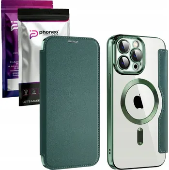 Pouzdro na mobilní telefon Flipové pouzdro Phoneo pro Apple iPhone 12 Pro Max, zelené