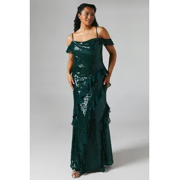 Dámské šaty COAST ZELENÉ CEKINOVÉ MAXI ŠATY (38)