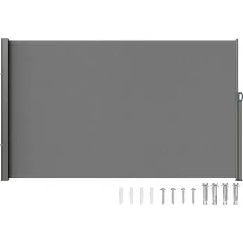 Markýza VEVOR Zatahovací boční markýza, venkovní soukromí 71''x 138'', 180g polyesterová voděodolná zatahovací zástěna na terasu, UV 30+ dělicí stěna, větrná clona na terasu, dvůr, balkon, šedá