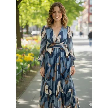 Dámské šaty Dlouhé šaty s potiskem 22535 Latino barva: modrá