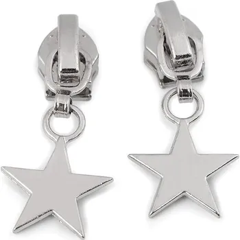 Zip Jezdec ke spirálovým zipům No 5 srdce, hvězda, květ, střední, 3 nikl hvězda