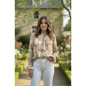 Dámská halenka Halenka se stojáčkem do gumy 21573 Latino barva: béžová